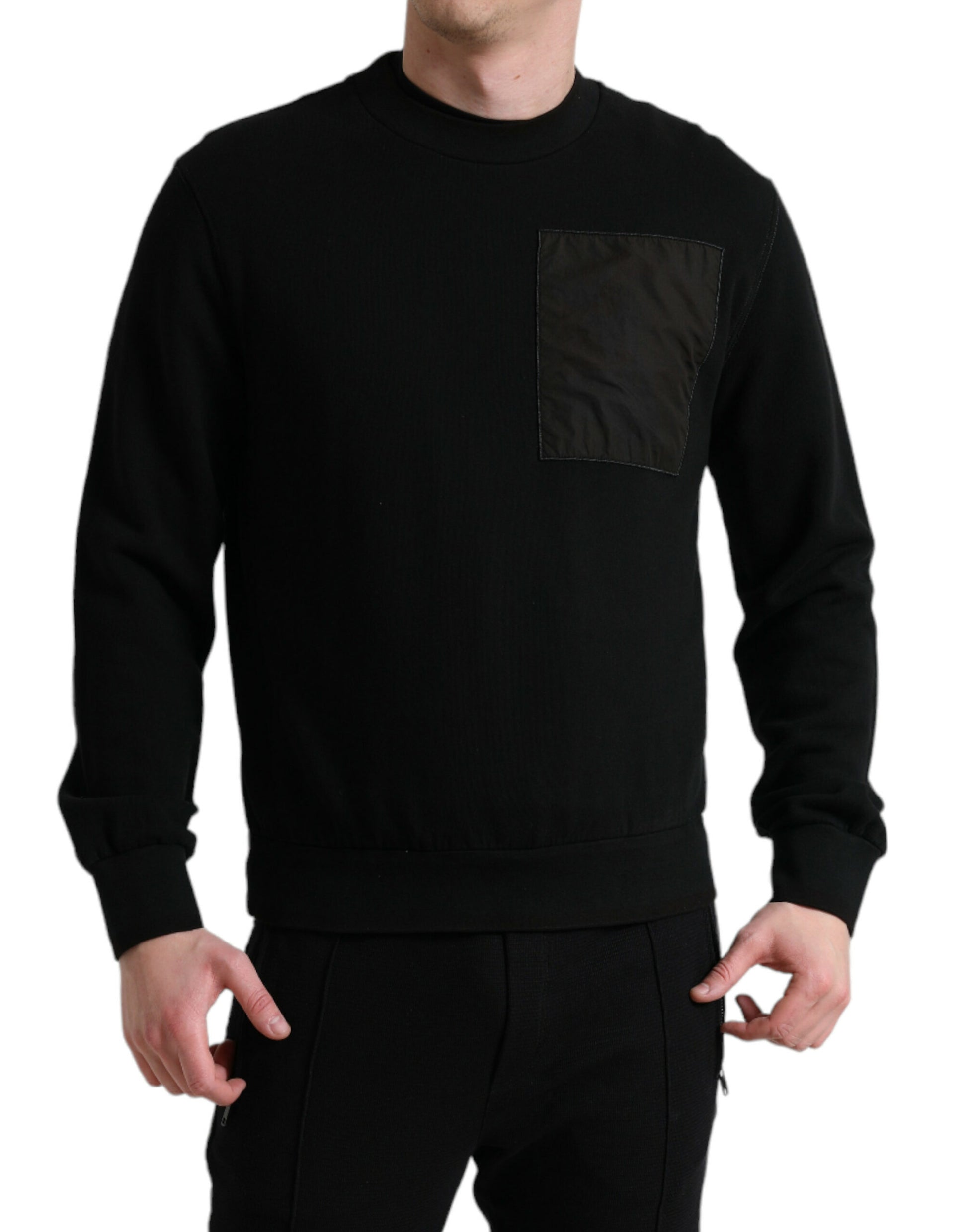 Dolce &amp; Gabbana Schwarzer Baumwollpullover mit Rundhalsausschnitt für Herren