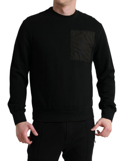 Dolce &amp; Gabbana Schwarzer Baumwollpullover mit Rundhalsausschnitt für Herren