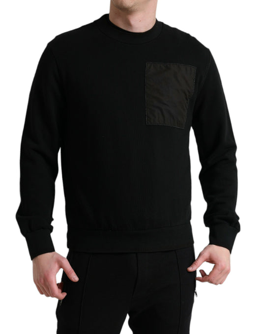 Dolce &amp; Gabbana Schwarzer Baumwollpullover mit Rundhalsausschnitt für Herren