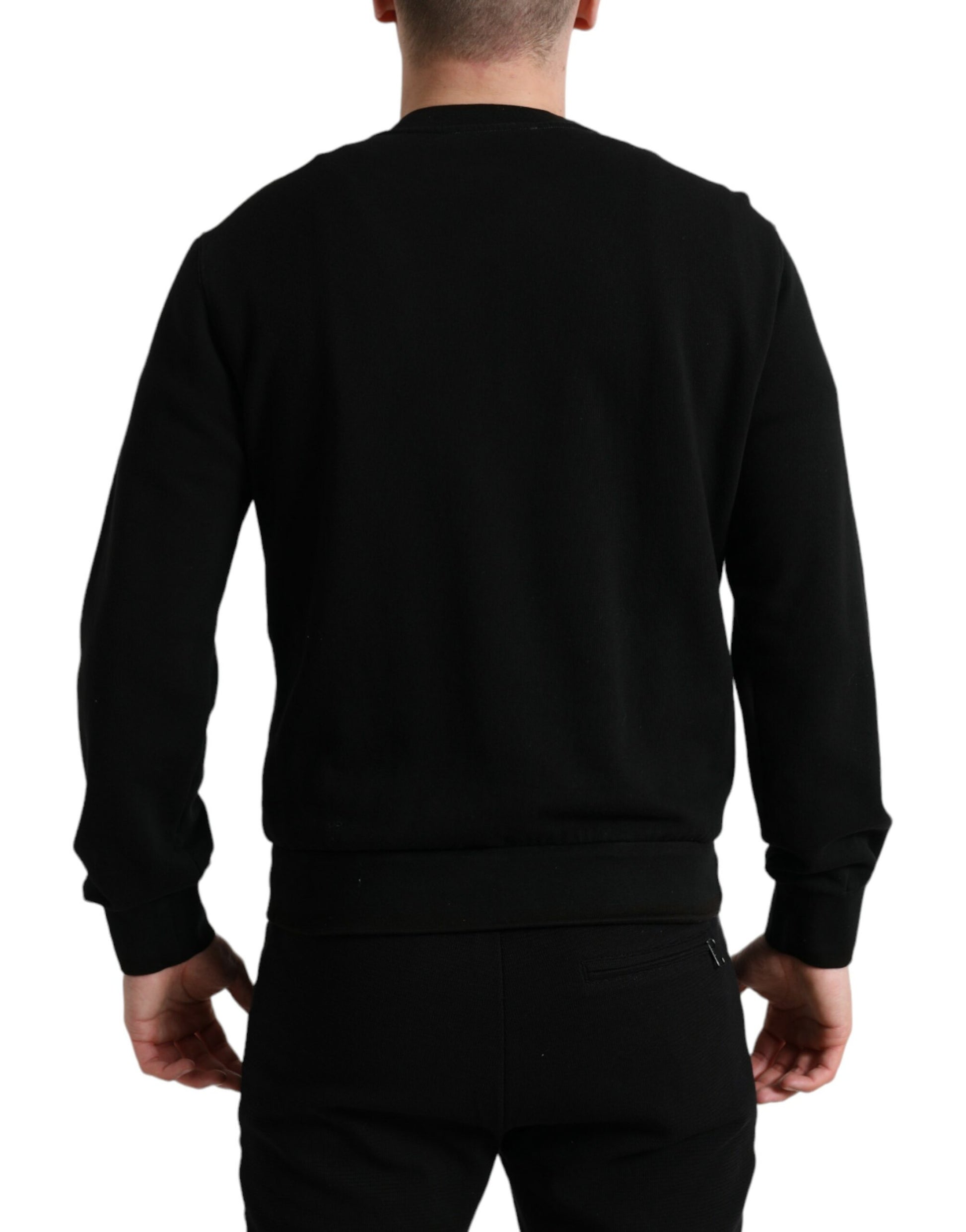 Dolce &amp; Gabbana Schwarzer Baumwollpullover mit Rundhalsausschnitt für Herren