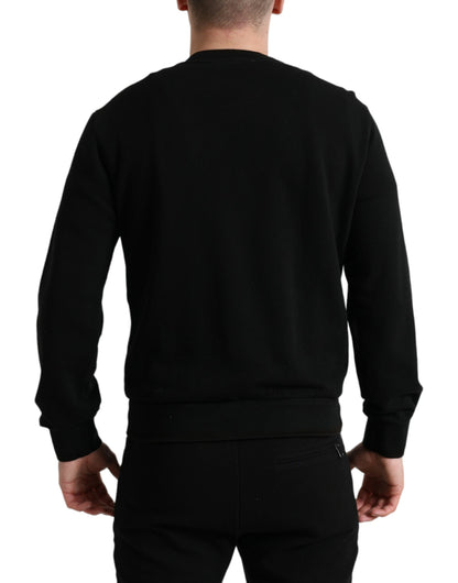 Dolce &amp; Gabbana Schwarzer Baumwollpullover mit Rundhalsausschnitt für Herren