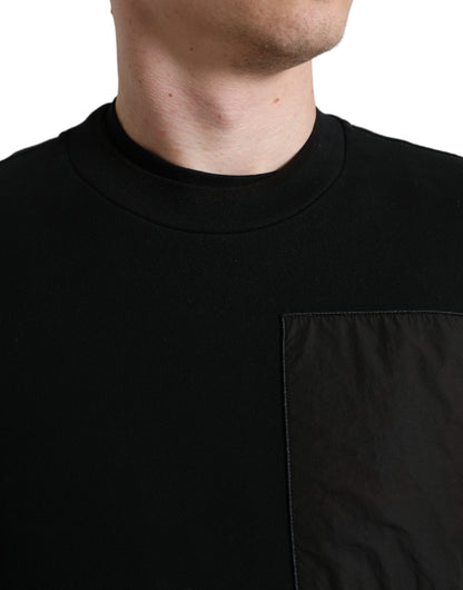 Dolce &amp; Gabbana Schwarzer Baumwollpullover mit Rundhalsausschnitt für Herren