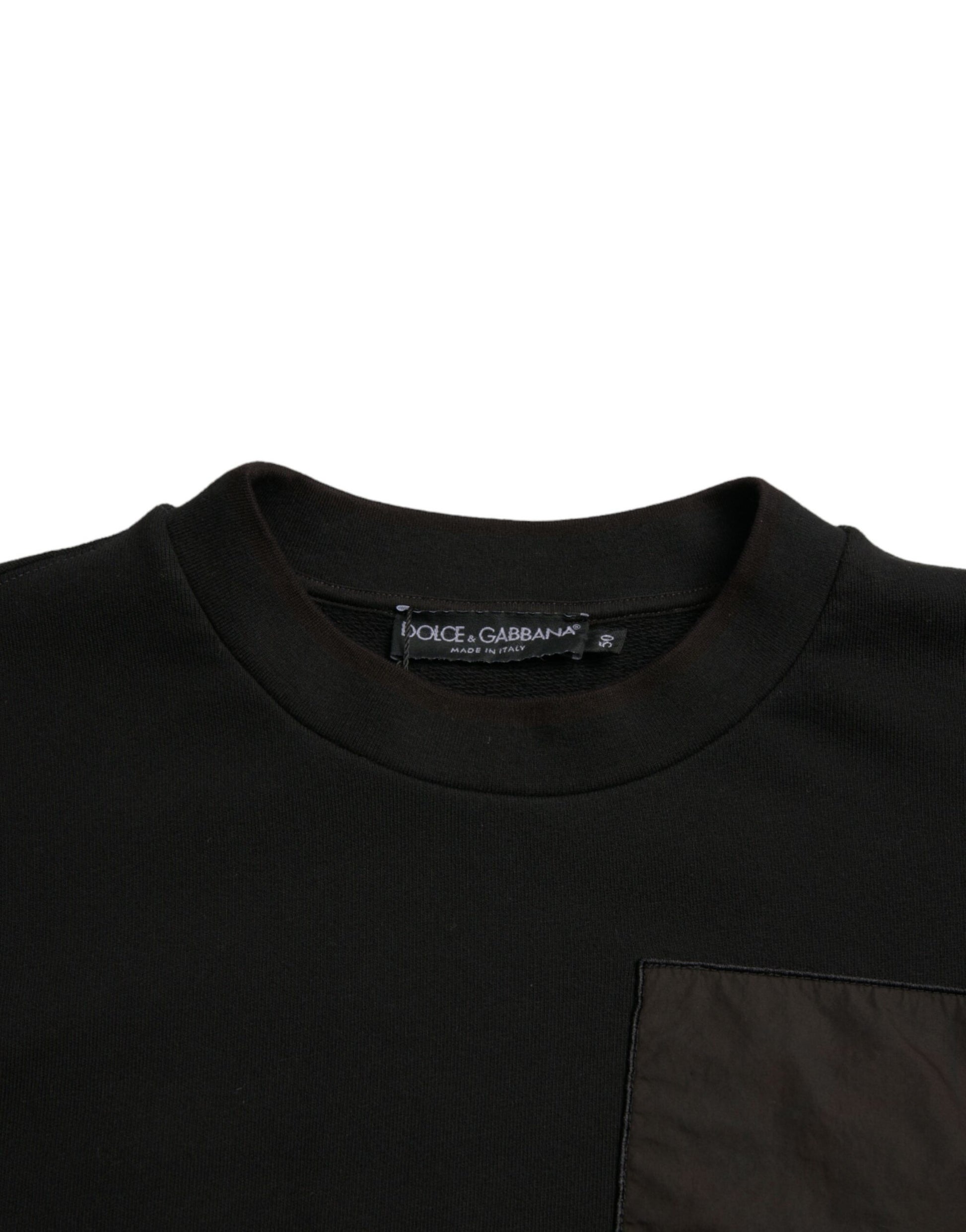 Dolce &amp; Gabbana Schwarzer Baumwollpullover mit Rundhalsausschnitt für Herren