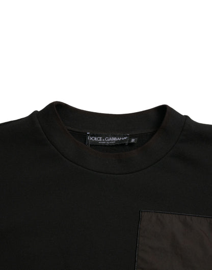 Dolce &amp; Gabbana Schwarzer Baumwollpullover mit Rundhalsausschnitt für Herren