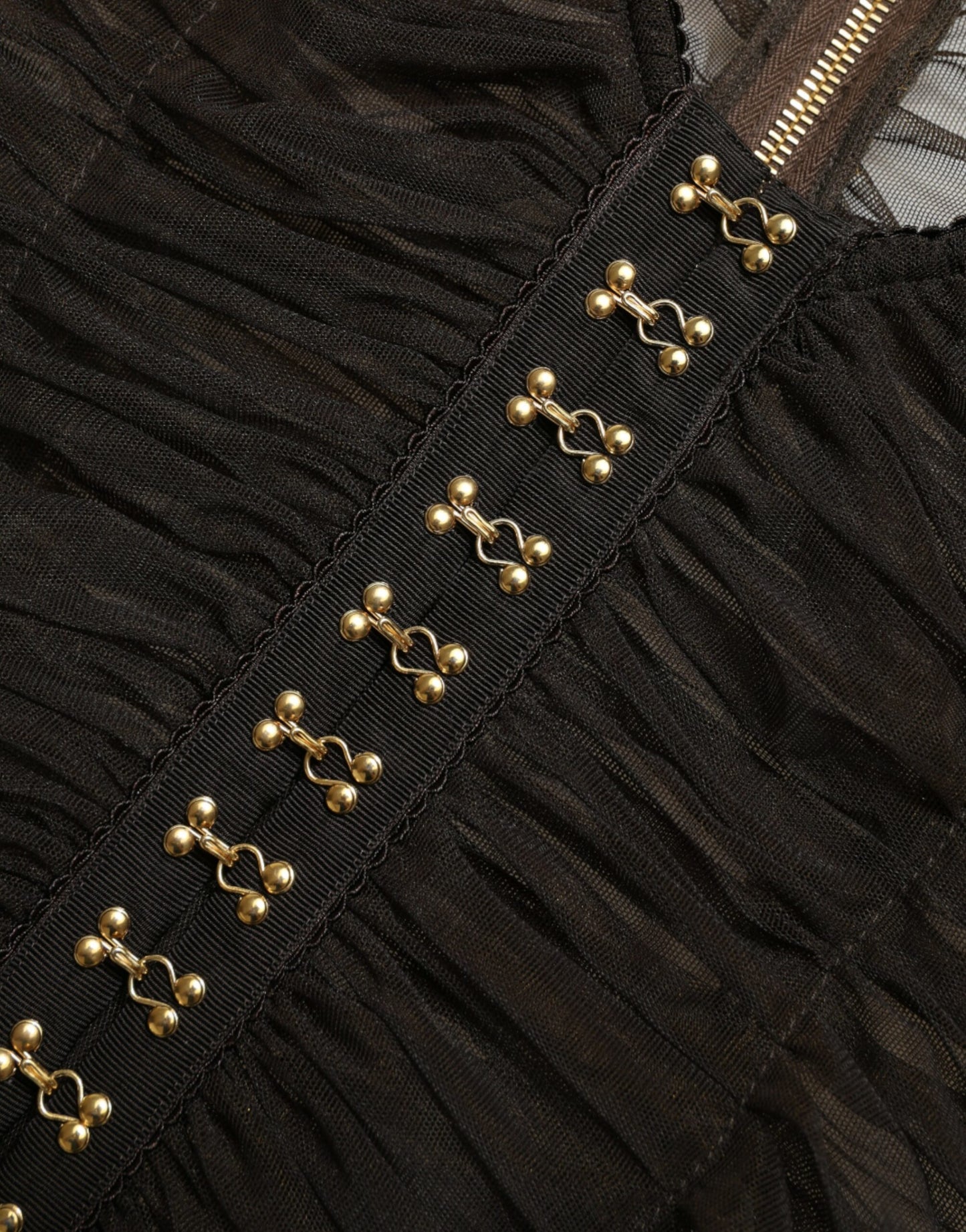 Dolce &amp; Gabbana – Kurzes Oberteil aus Nylon-Stretch mit Verzierung in Braun