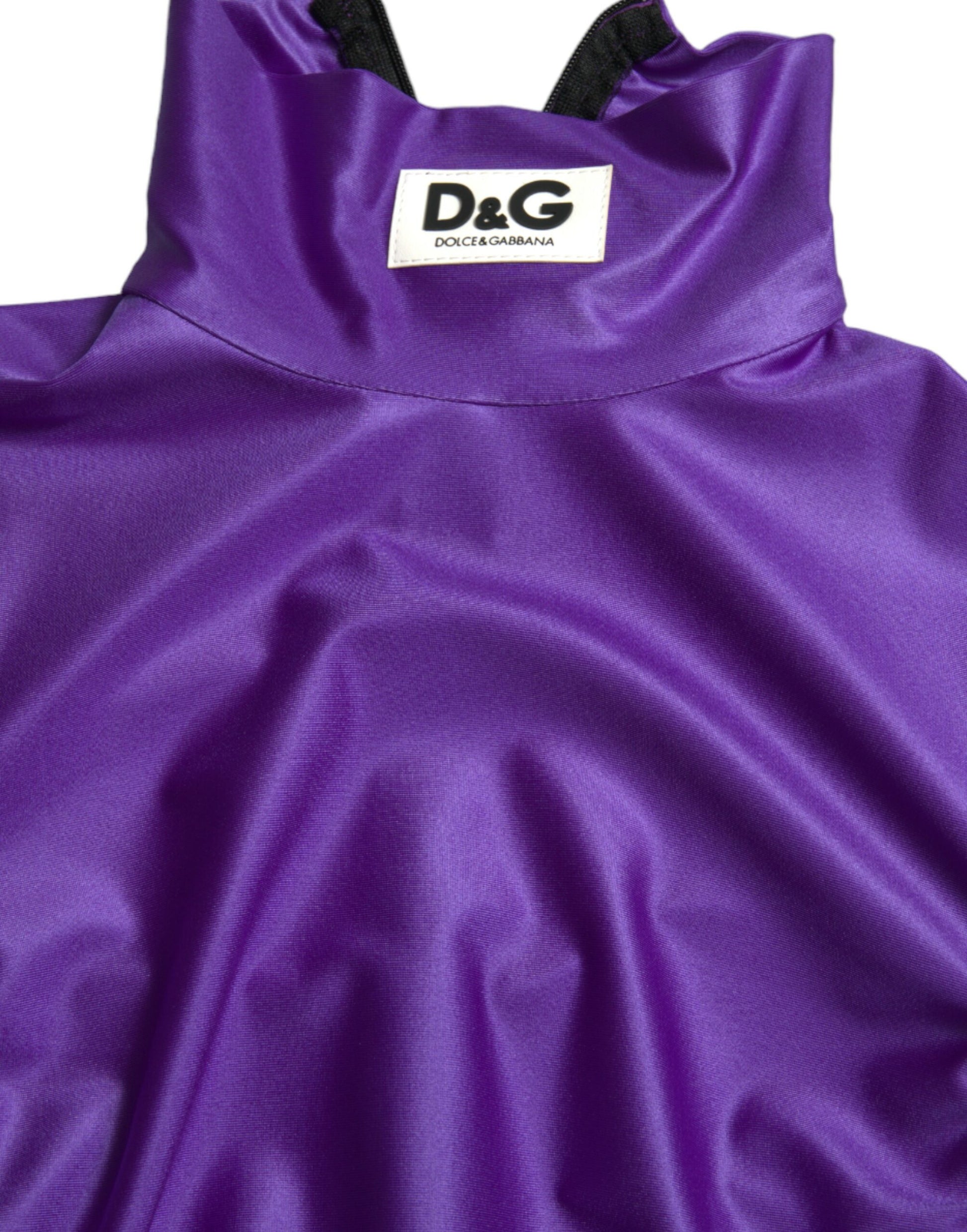 Dolce &amp; Gabbana – Lilafarbenes, schmales, langärmliges Oberteil aus Nylon-Stretch