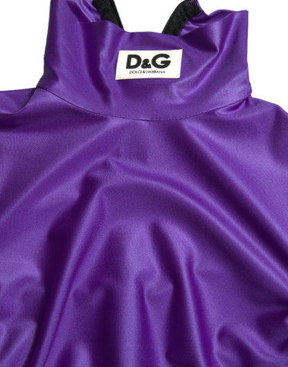 Dolce &amp; Gabbana – Lilafarbenes, schmales, langärmliges Oberteil aus Nylon-Stretch