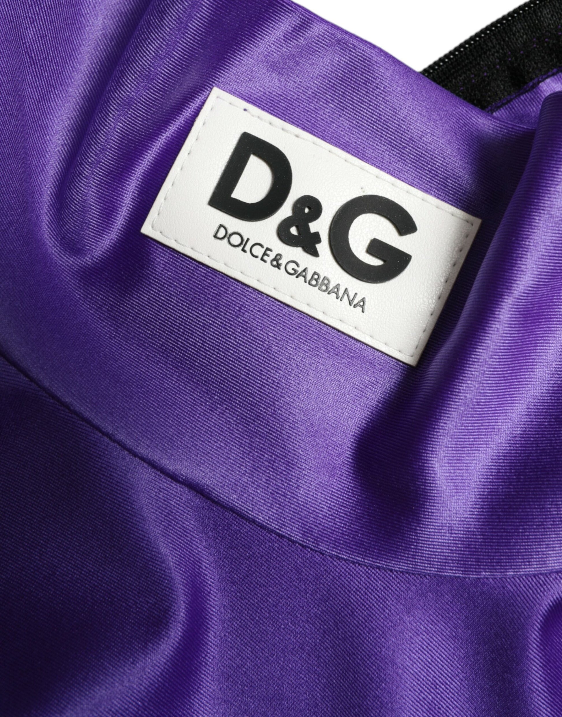 Dolce &amp; Gabbana – Lilafarbenes, schmales, langärmliges Oberteil aus Nylon-Stretch