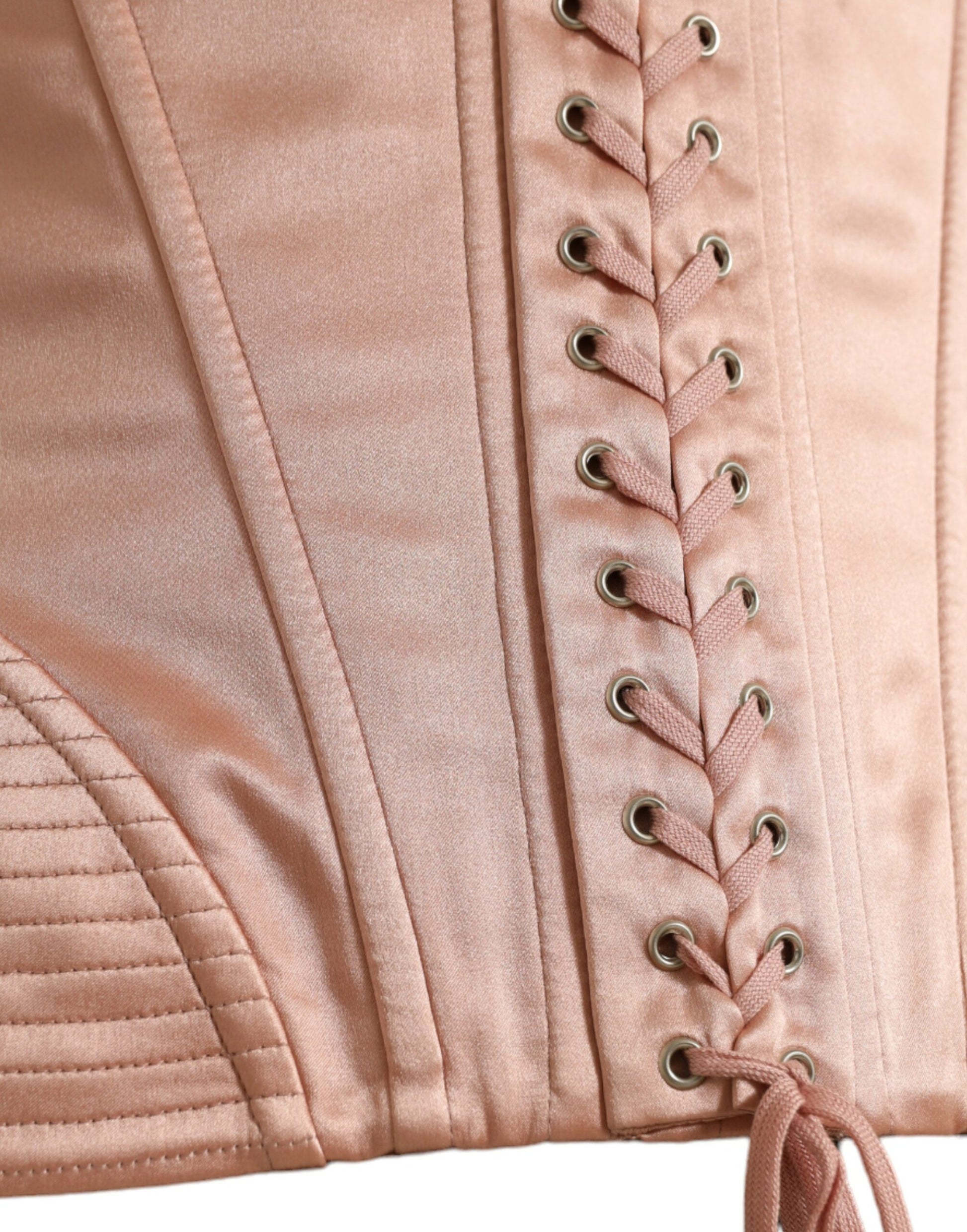 Dolce &amp; Gabbana – Korsett-Oberteil mit Stretch-Gürtel aus rosa Seide und Taillenriemen