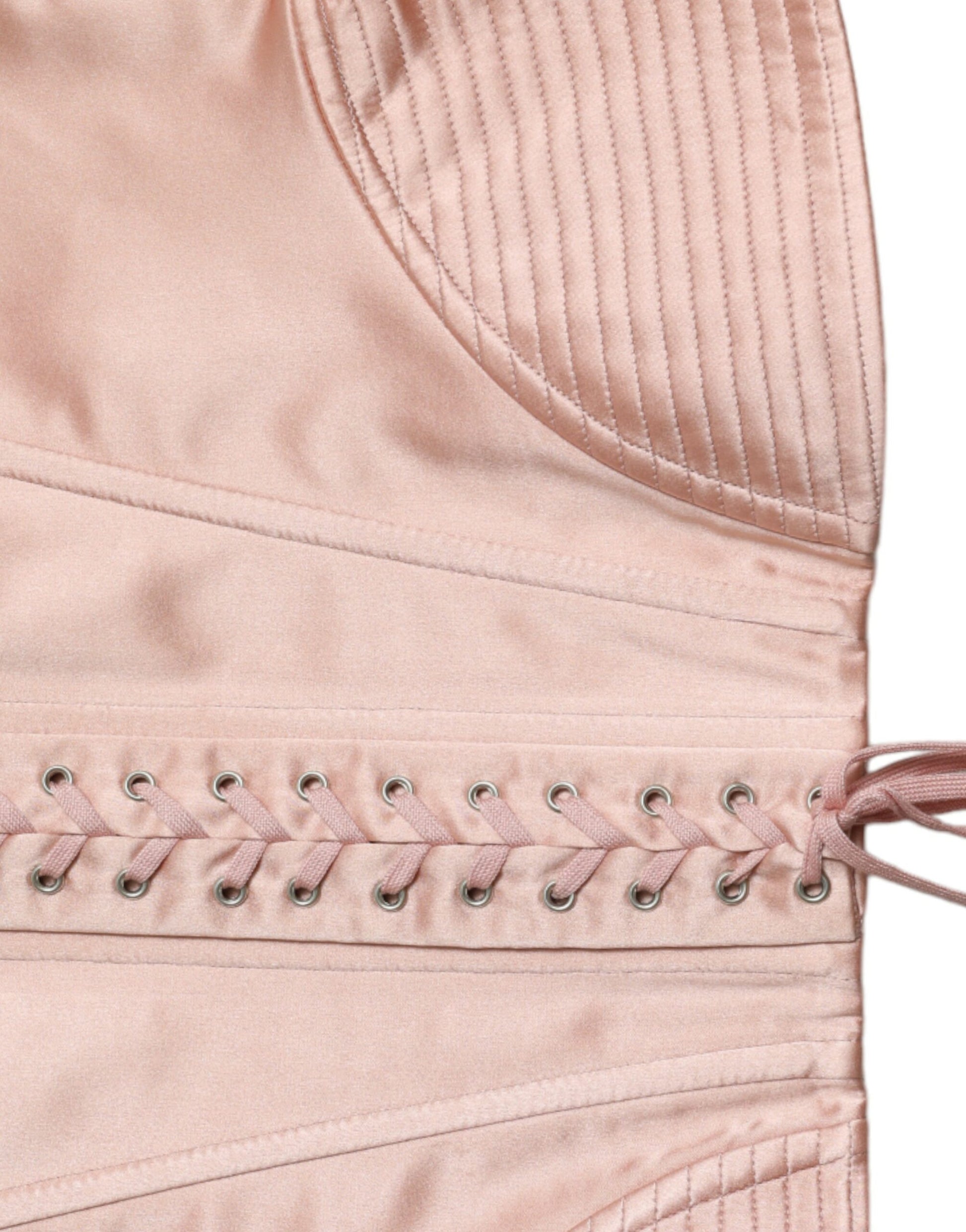 Dolce &amp; Gabbana – Korsett-Oberteil mit Stretch-Gürtel aus rosa Seide und Taillenriemen