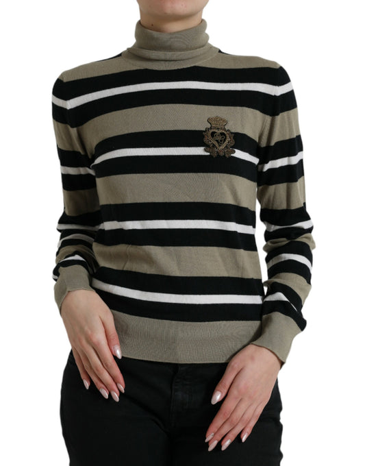 Dolce &amp; Gabbana – Mehrfarbig gestreifter Wollpullover mit Logo