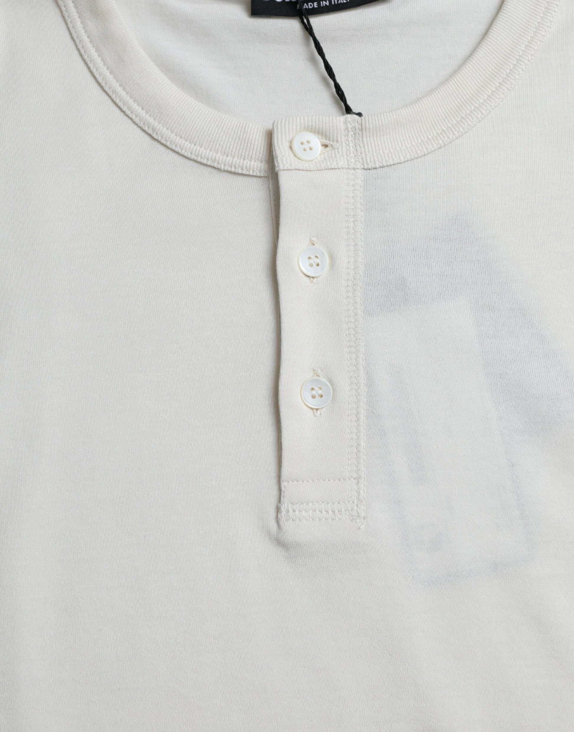 Dolce &amp; Gabbana – Henley-Pullover aus Baumwolle in Off-White
