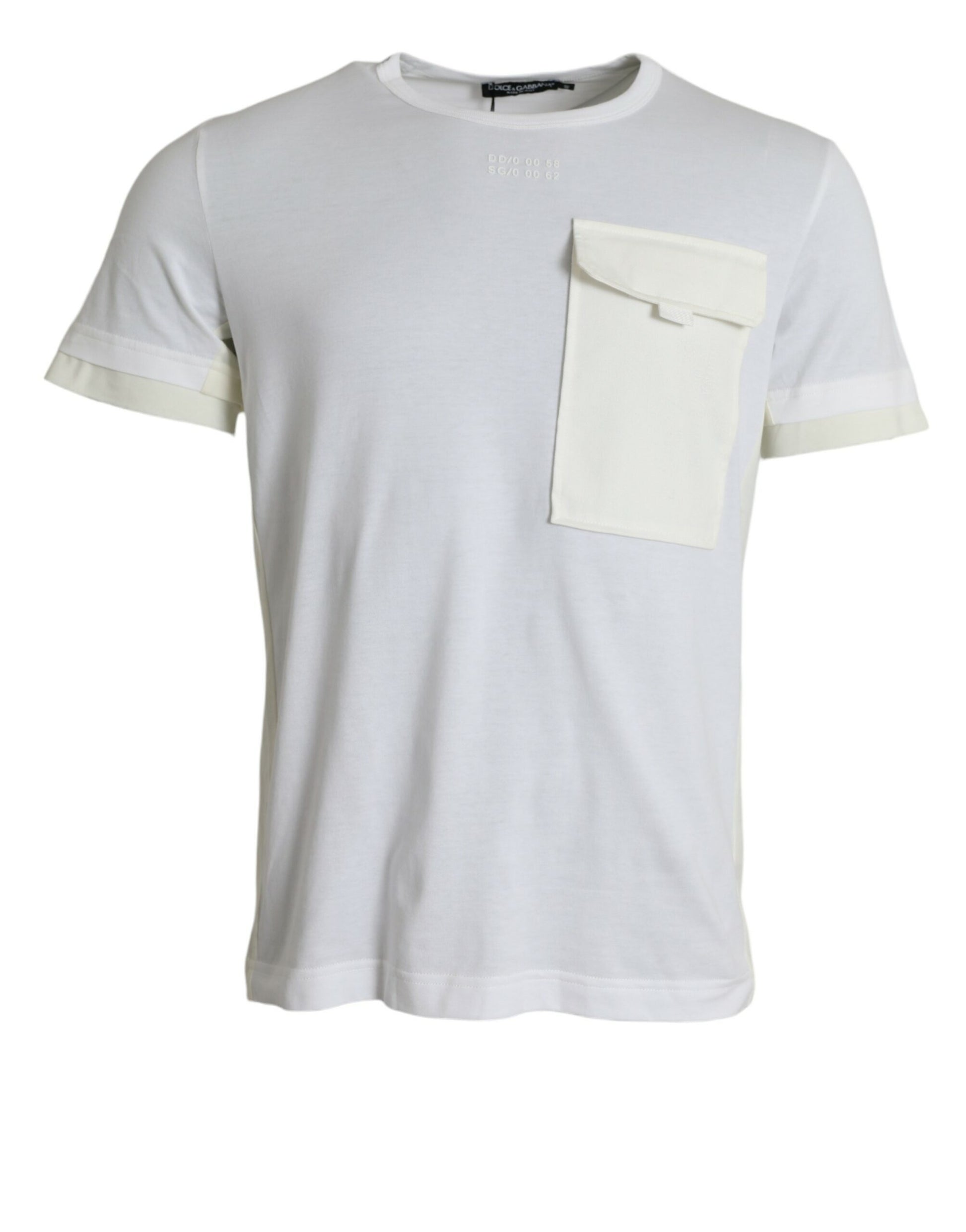Dolce &amp; Gabbana – Weißes T-Shirt mit kurzen Ärmeln aus Baumwolle mit Tasche