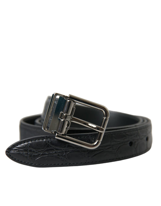Dolce &amp; Gabbana Gürtel aus schwarzem Leder mit silberner Metallschnalle