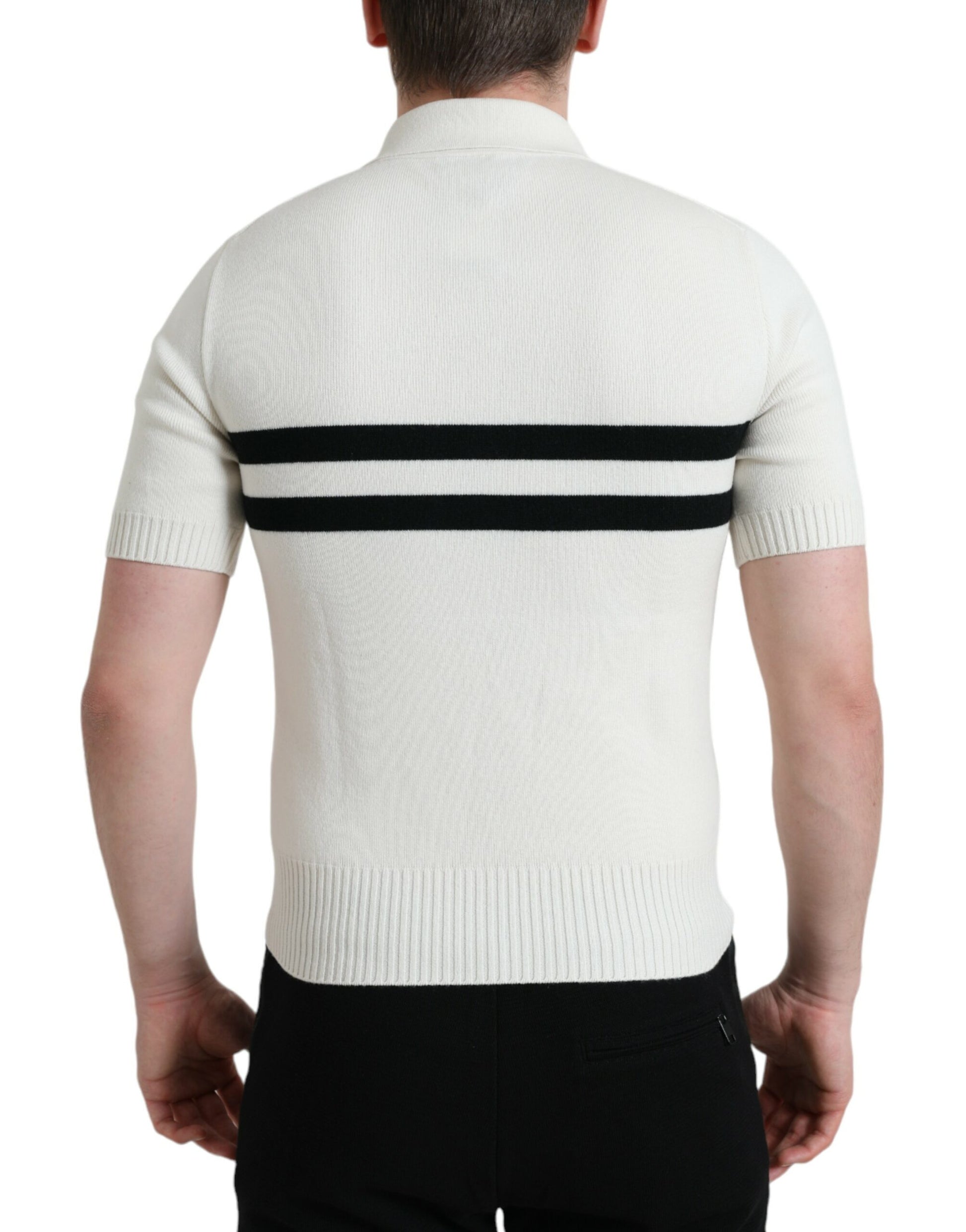 Dolce &amp; Gabbana – Weißes Henley-Shirt mit Kragen und DG-Logo