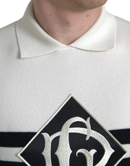 Dolce &amp; Gabbana – Weißes Henley-Shirt mit Kragen und DG-Logo