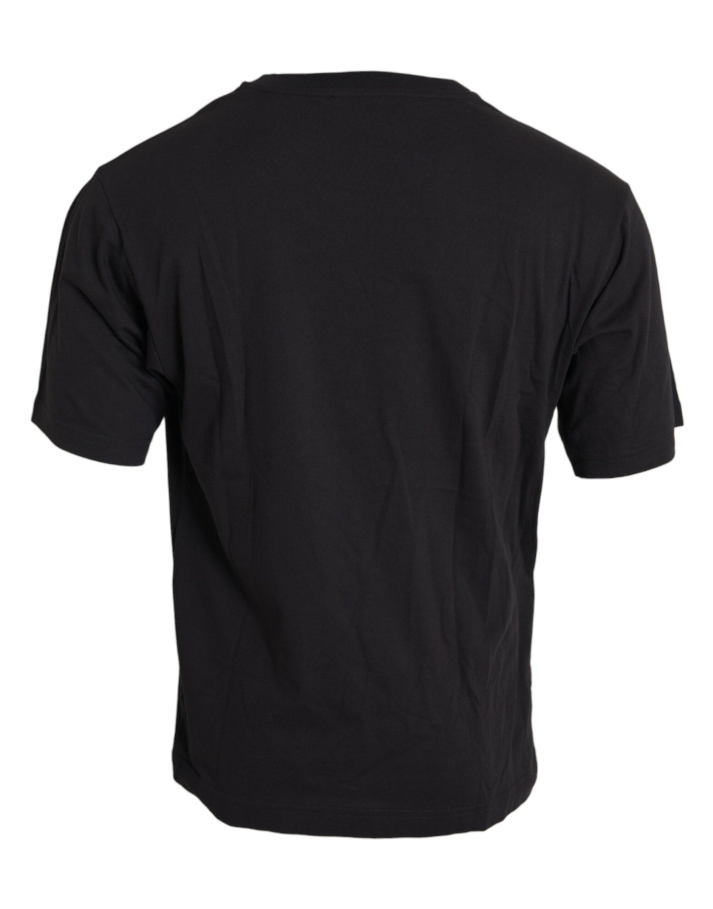 Dolce &amp; Gabbana – Schwarzes Baumwoll-T-Shirt mit Rundhalsausschnitt und bedruckter Tasche