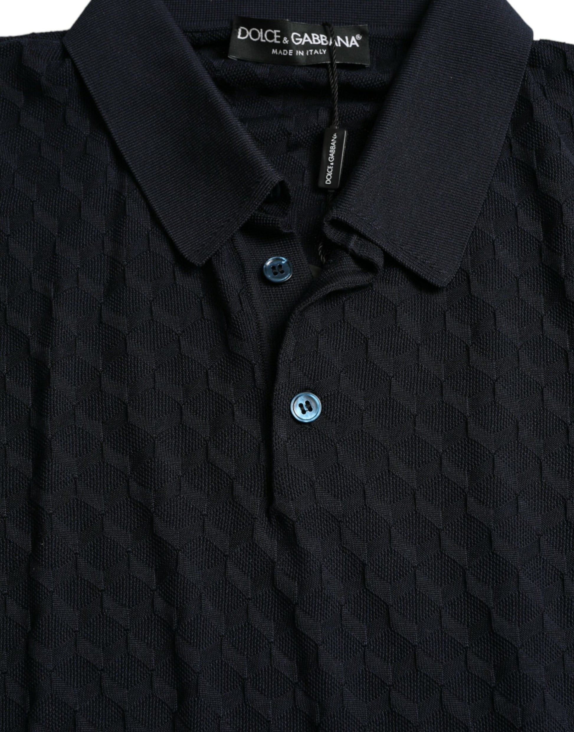 Dolce &amp; Gabbana – Dunkelblaues Poloshirt mit Kragen und kurzen Ärmeln