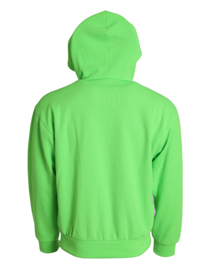 Dolce &amp; Gabbana – Neongrüner Kapuzenpullover mit durchgehendem Reißverschluss