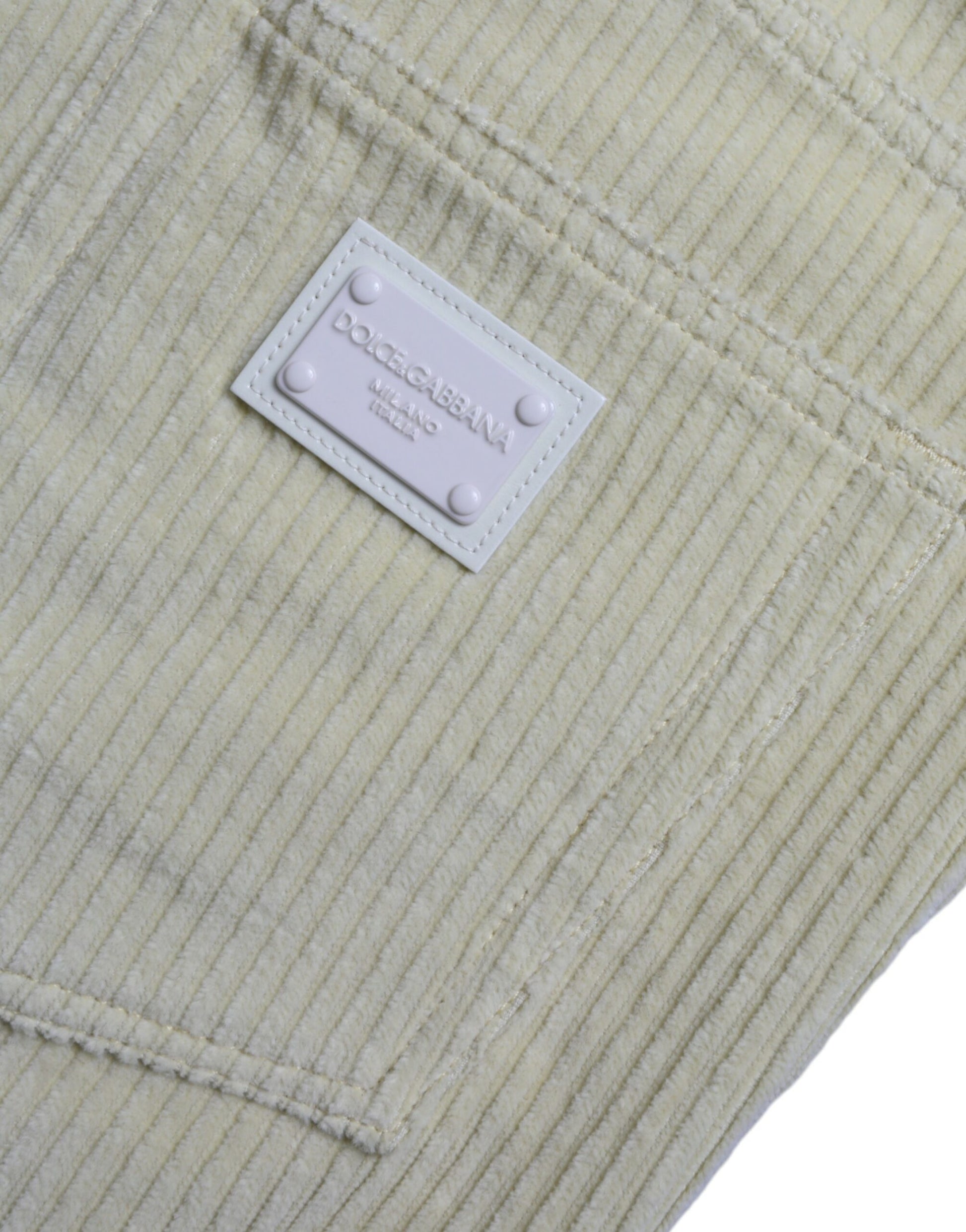Dolce &amp; Gabbana – Gelbe Skinny-Jeans aus Cord mit Logo-Plakette