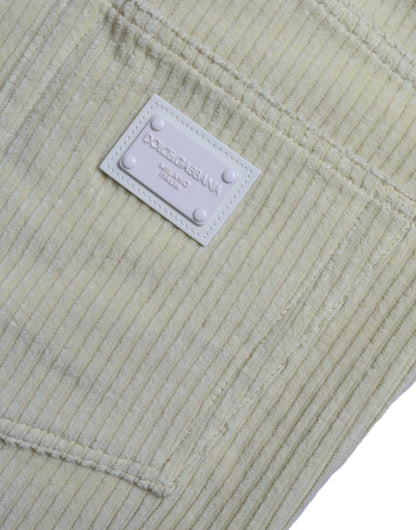 Dolce &amp; Gabbana – Gelbe Skinny-Jeans aus Cord mit Logo-Plakette