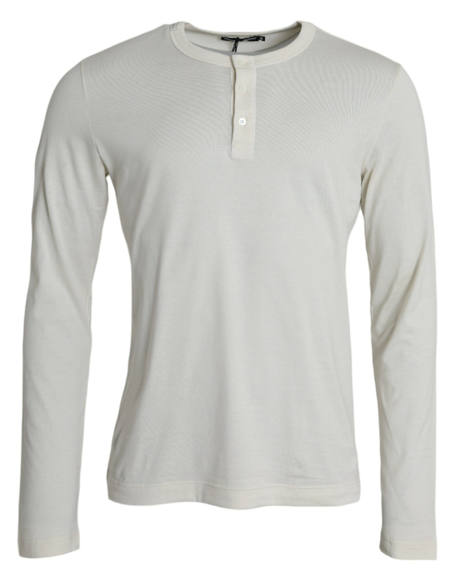 Dolce & Gabbana Pullover aus Baumwolle mit Rundhalsausschnitt in Off-White