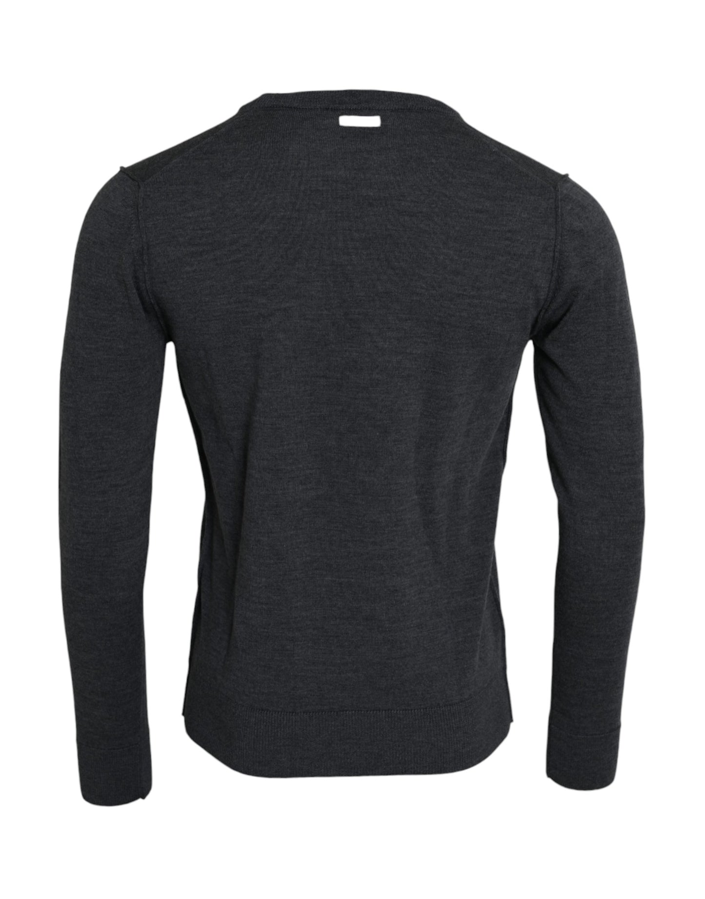 Dolce &amp; Gabbana Pullover aus dunkelgrauer Wolle mit Rundhalsausschnitt