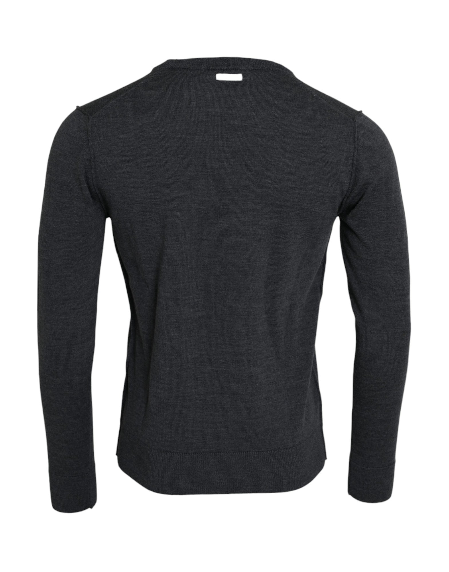 Dolce &amp; Gabbana Pullover aus dunkelgrauer Wolle mit Rundhalsausschnitt