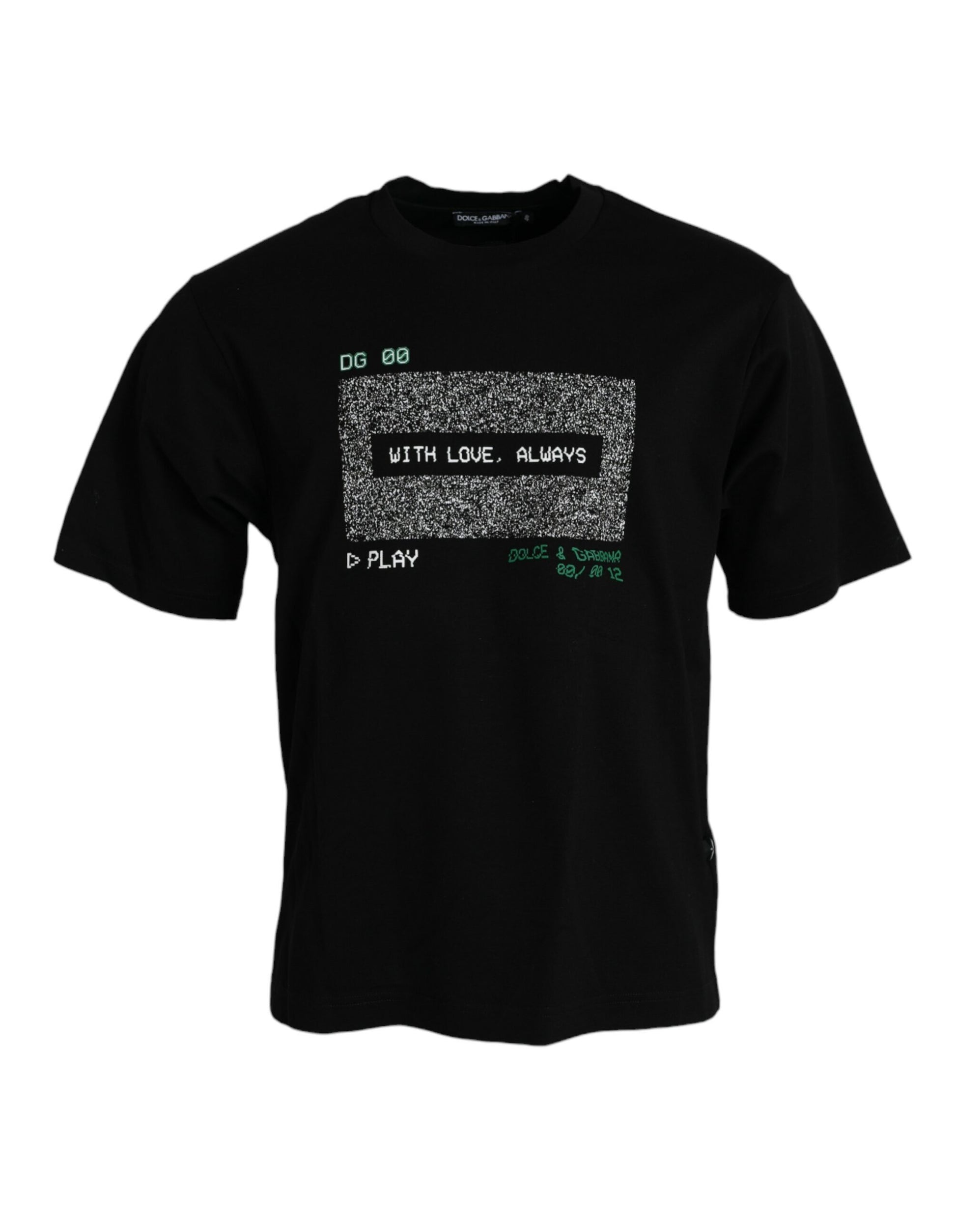 Dolce &amp; Gabbana – Schwarzes T-Shirt mit Rundhalsausschnitt „With Love Always“