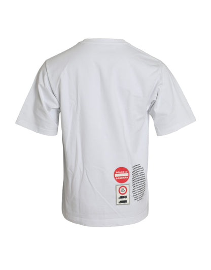 Dolce &amp; Gabbana – Weißes, kurzärmliges T-Shirt aus Baumwolle mit Amor-Herz und Rundhalsausschnitt