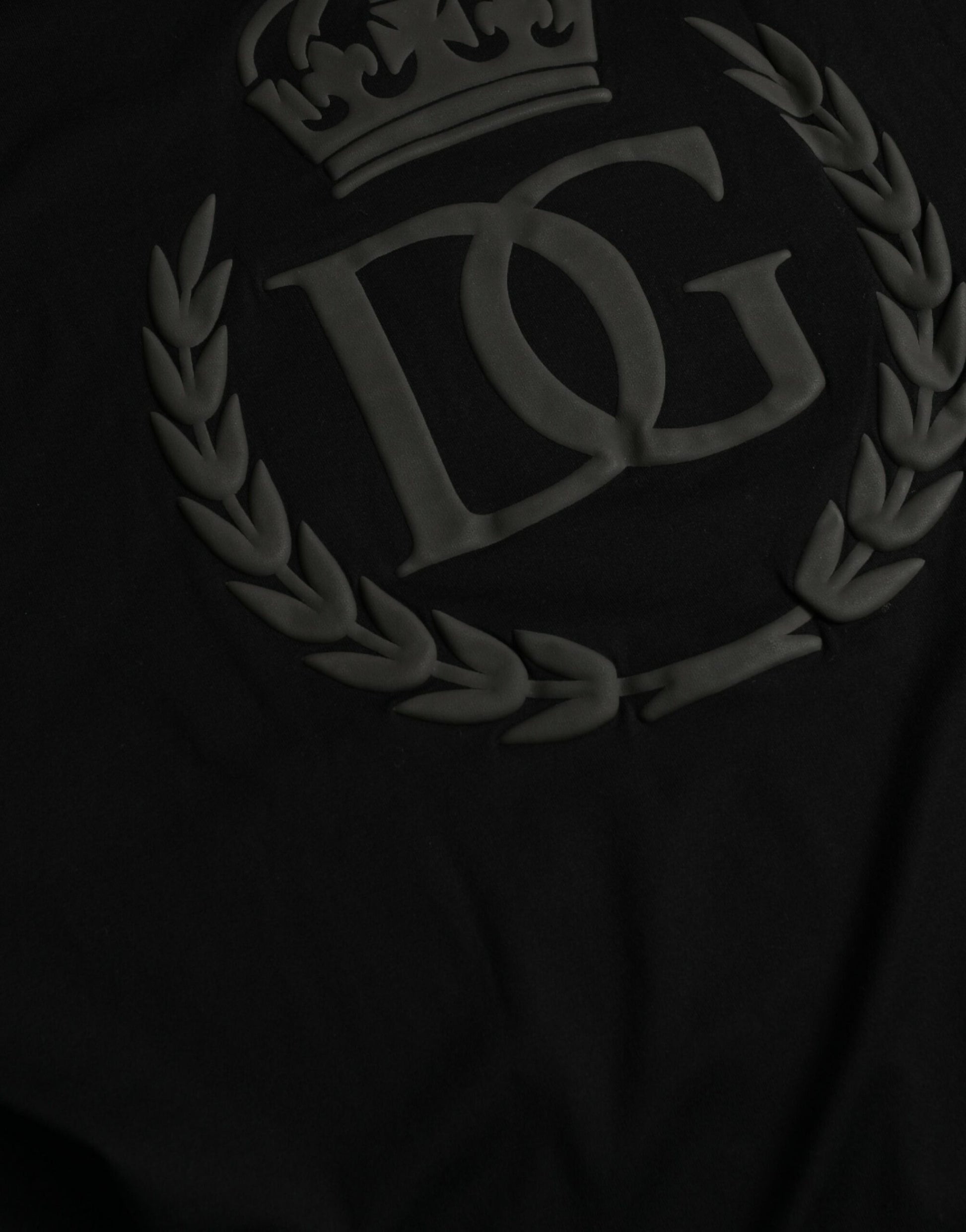Dolce &amp; Gabbana – Schwarzes T-Shirt mit Rundhalsausschnitt und kurzen Ärmeln und geprägtem Logo