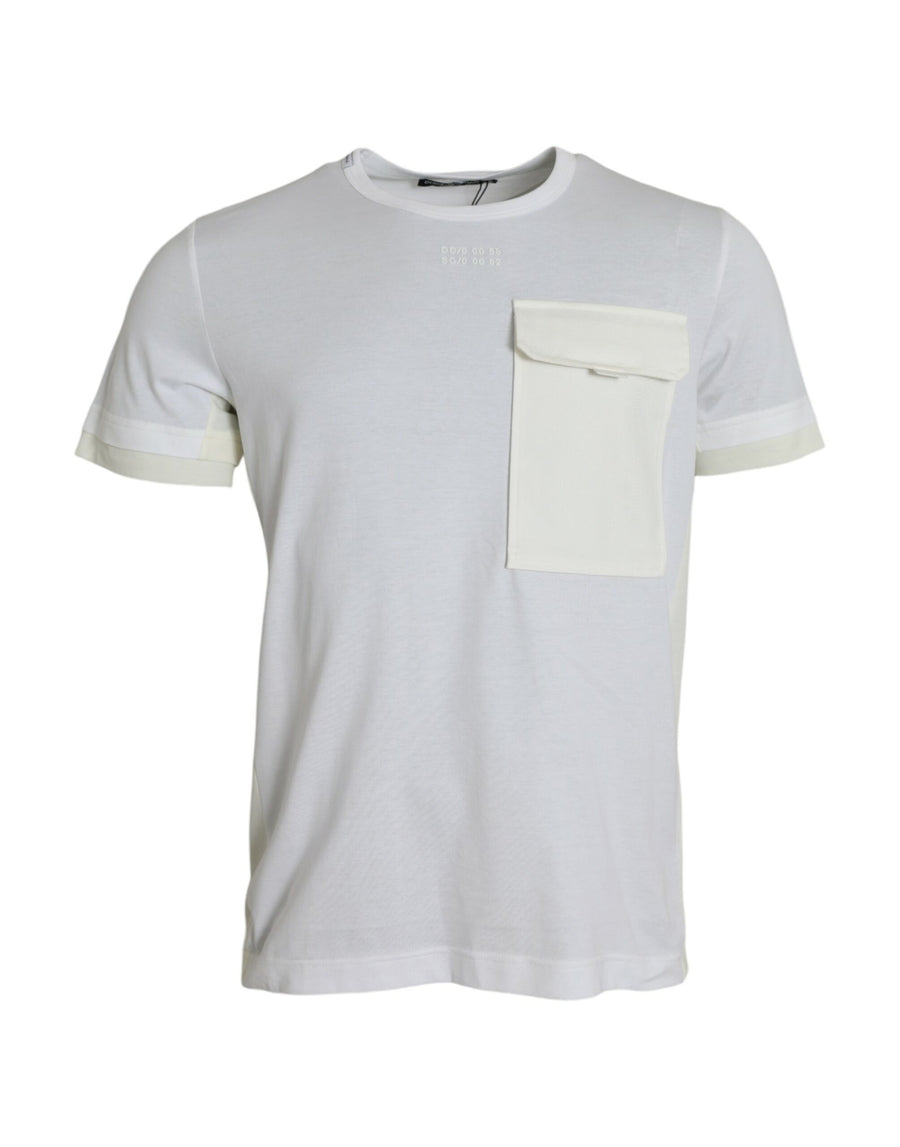 Dolce & Gabbana – Weißes T-Shirt mit kurzen Ärmeln aus Baumwolle mit Tasche