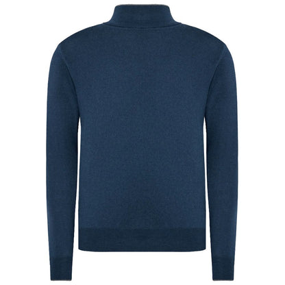 La Martina Blauer Wollpullover für Herren mit halbem Reißverschluss