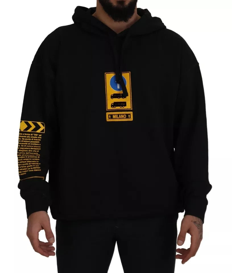 Dolce &amp; Gabbana – Schwarzes Kapuzensweatshirt mit Logo aus Baumwolle