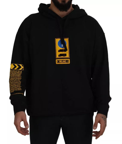 Dolce &amp; Gabbana – Schwarzes Kapuzensweatshirt mit Logo aus Baumwolle