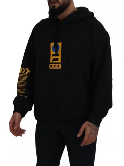 Dolce &amp; Gabbana – Schwarzes Kapuzensweatshirt mit Logo aus Baumwolle