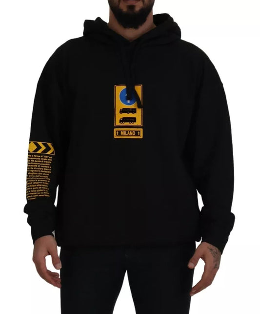 Dolce &amp; Gabbana – Schwarzes Kapuzensweatshirt mit Logo aus Baumwolle