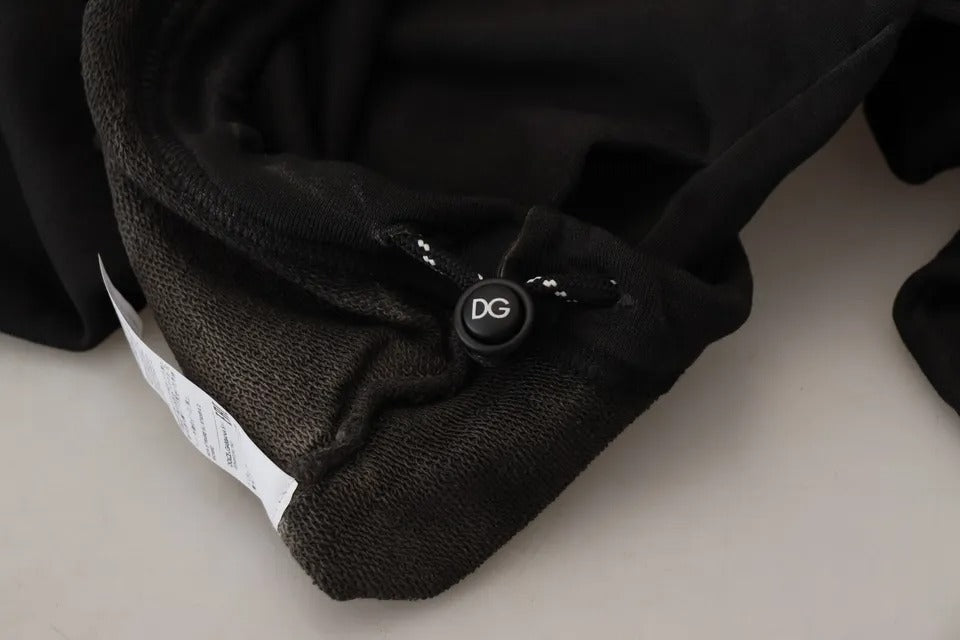 Dolce &amp; Gabbana – Schwarzes Kapuzensweatshirt mit Logo aus Baumwolle