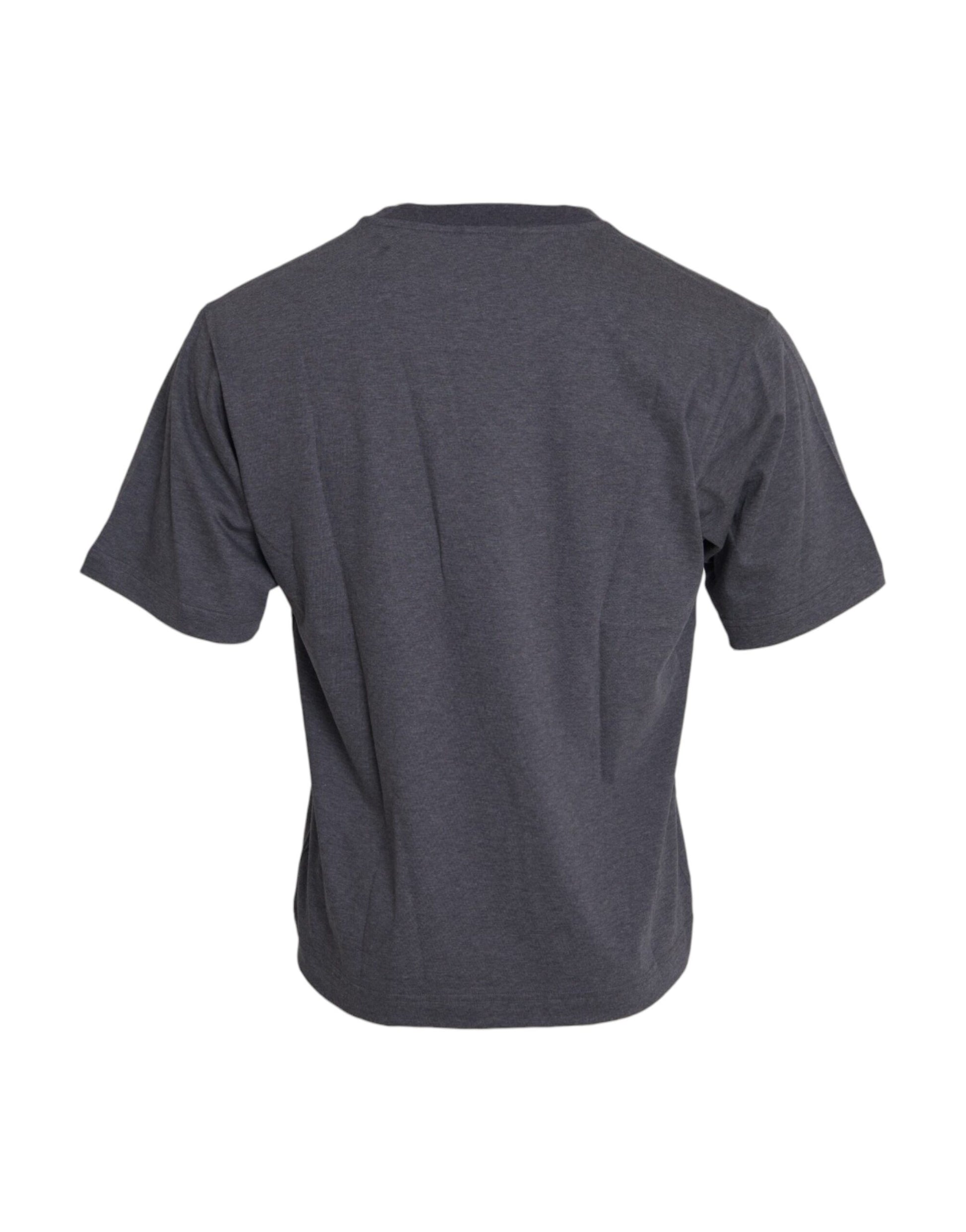 Dolce &amp; Gabbana Graues Kurzarm-T-Shirt aus Baumwolle mit Rundhalsausschnitt