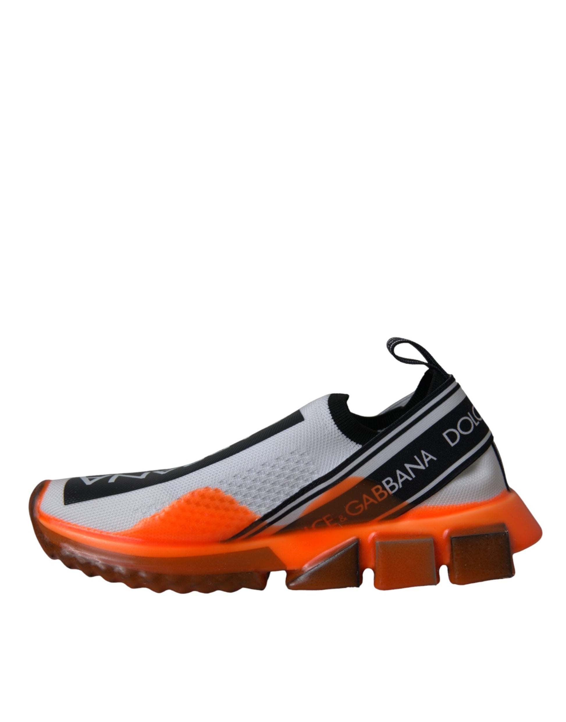 Dolce &amp; Gabbana Schwarz Weiß Orange Slip On Sorrento Sneakers Schuhe