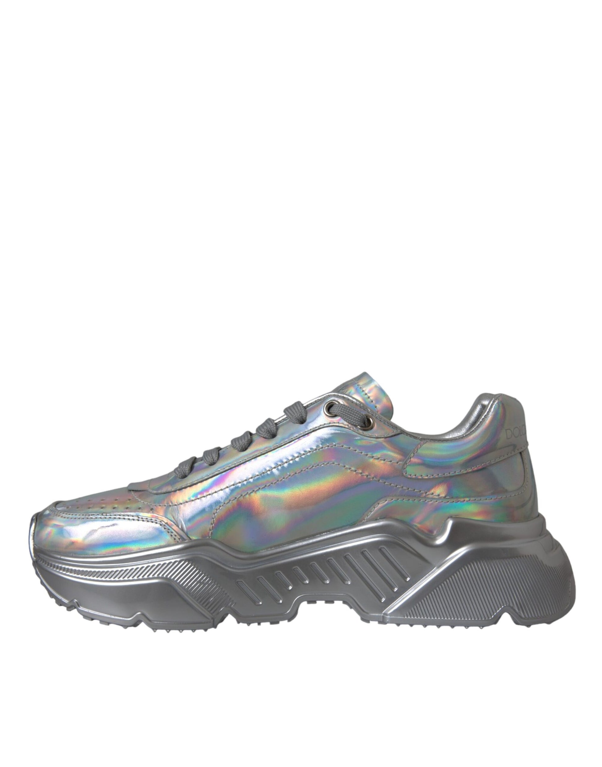 Dolce &amp; Gabbana Silber schillernde DAYMASTER Leder-Sneakers