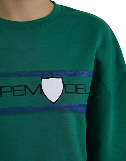 Philippe Model – Grüner Pullover aus Baumwolle mit Logo-Print und langen Ärmeln