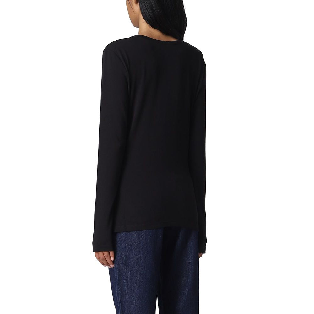 Love Moschino – Baumwoll-T-Shirt mit Strass-Herzverzierung