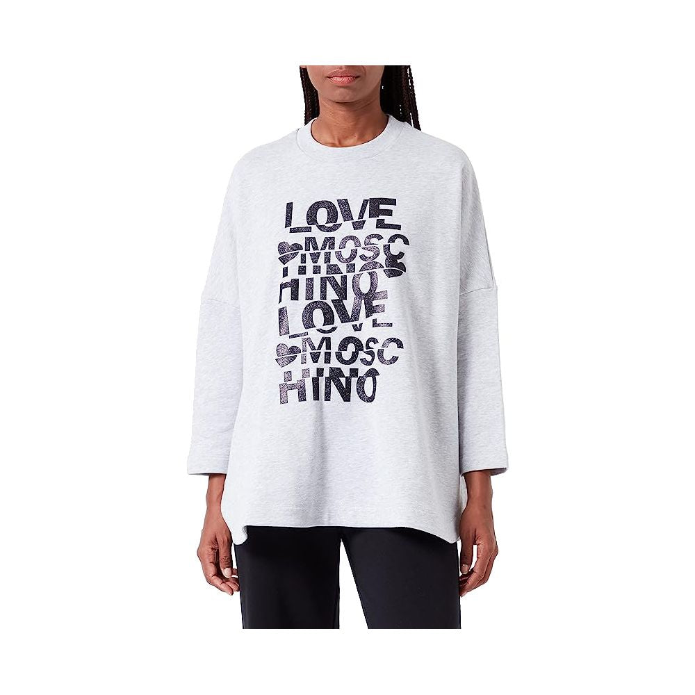 Love Moschino – Oversize-Sweatshirt aus grauer Baumwolle für Damen