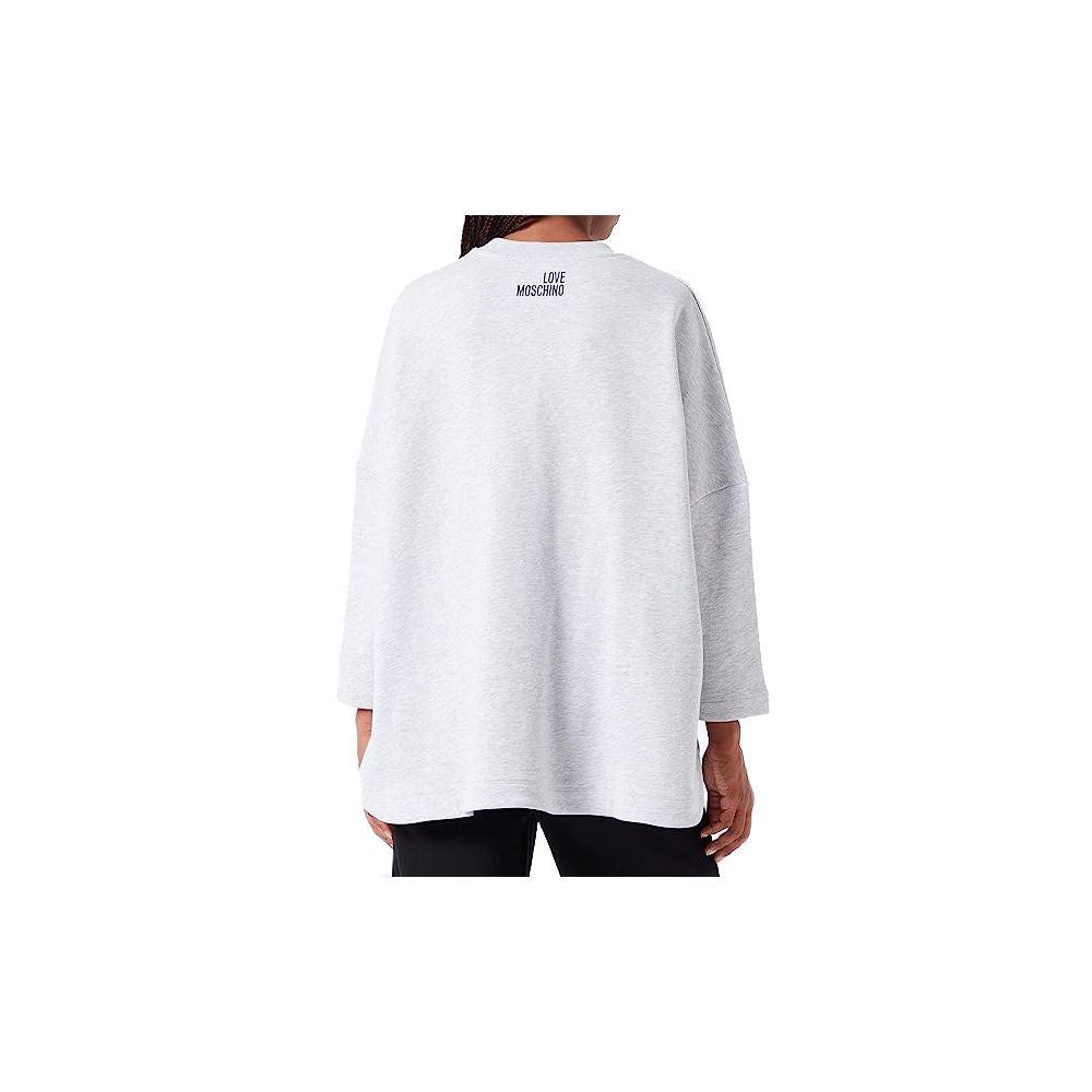 Love Moschino – Oversize-Sweatshirt aus grauer Baumwolle für Damen