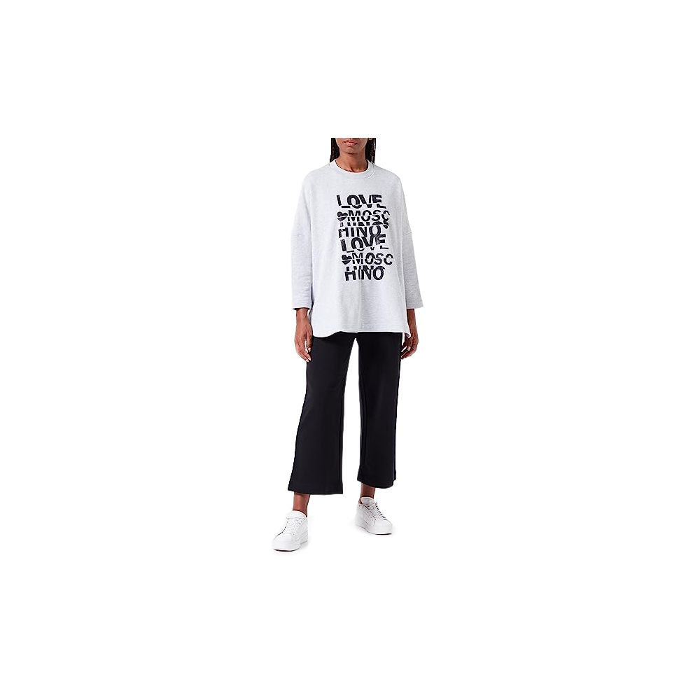 Love Moschino – Oversize-Sweatshirt aus grauer Baumwolle für Damen