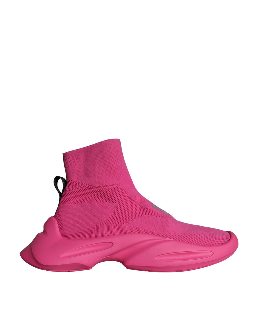 Dolce & Gabbana Pink Logo Print Slip On Socken Sneakers Schuhe