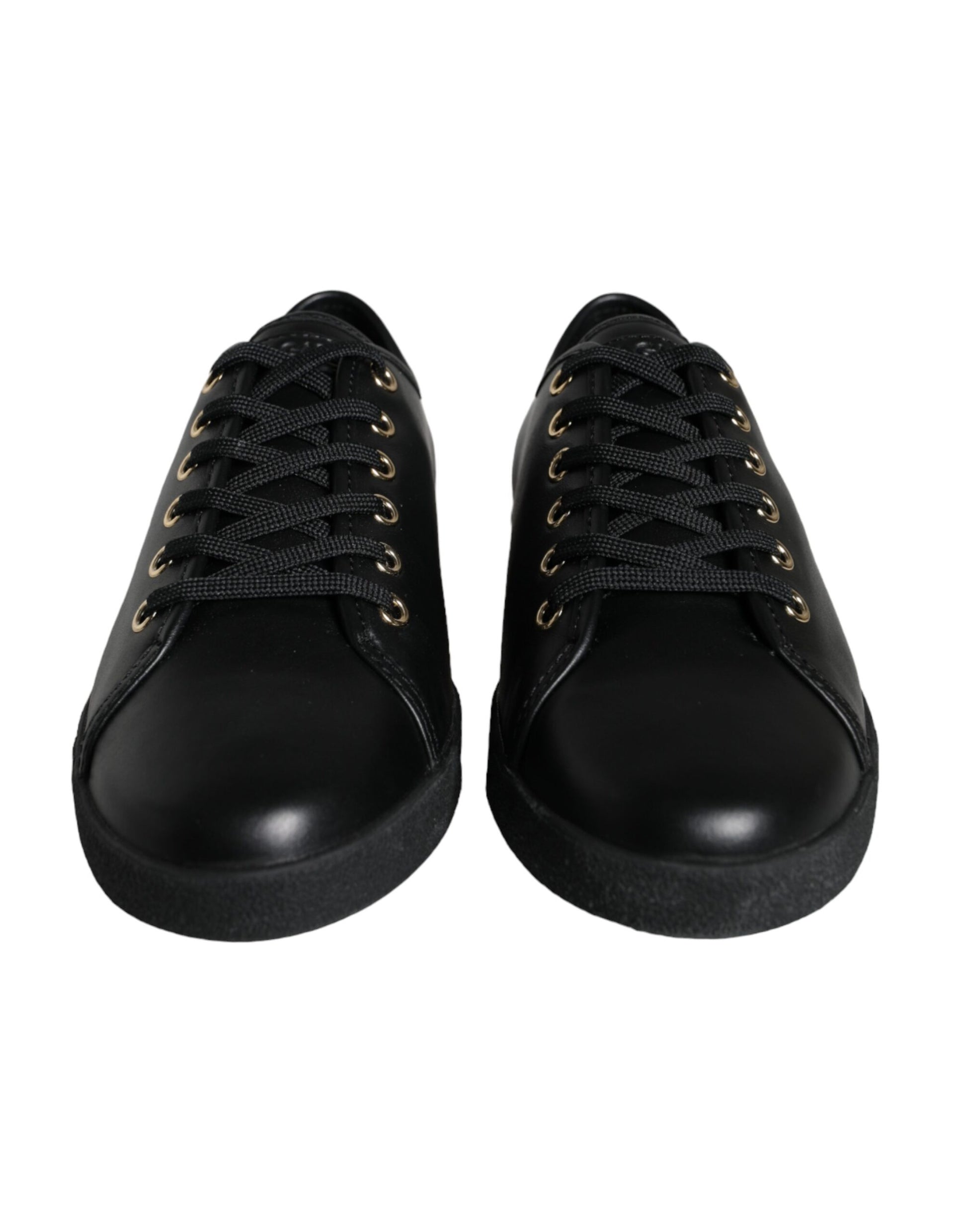 Dolce &amp; Gabbana Klassische Sneakers aus schwarzem und goldenem Leder