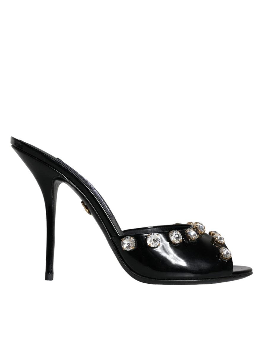 Dolce & Gabbana Schwarze Kristall Heels Keira Sandalen Schuhe