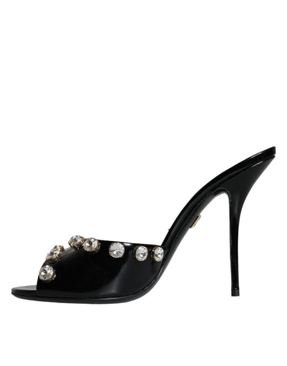 Dolce &amp; Gabbana Schwarze Kristall Heels Keira Sandalen Schuhe